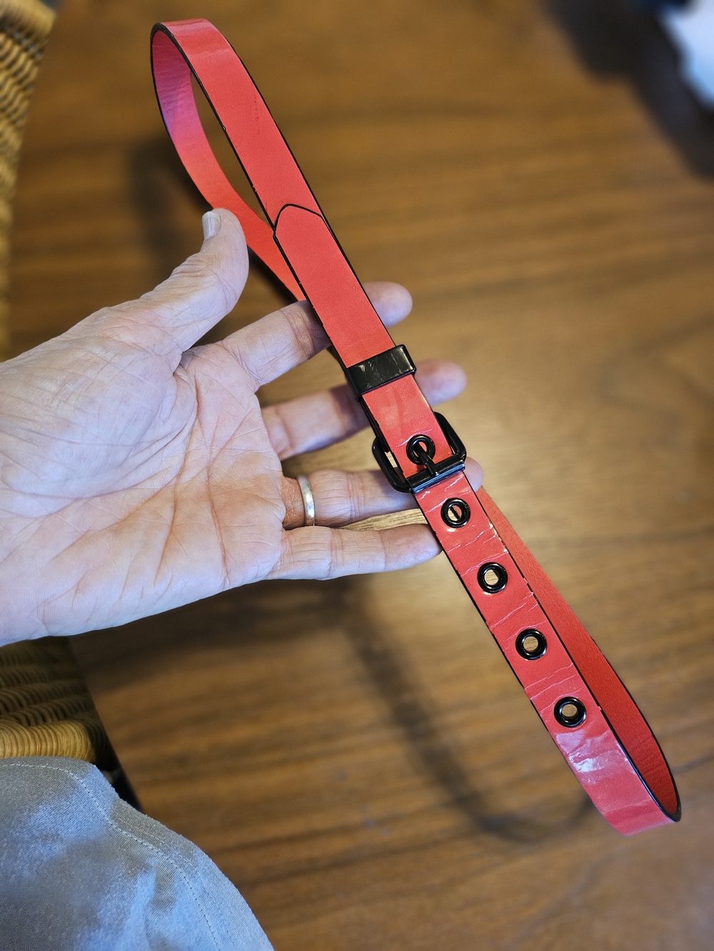 T:M Red Patent 3/4" Leather Dress Belt with Black Hardware M